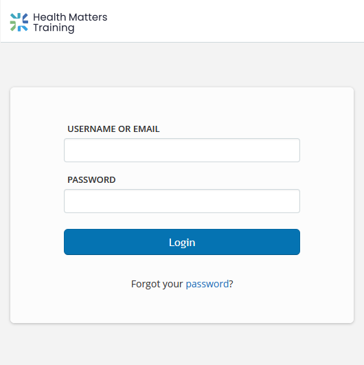 Login Screen Health Matters
